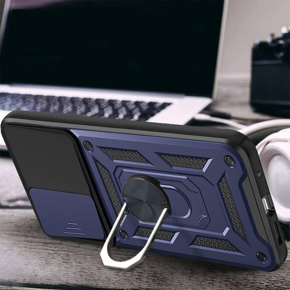 Techsuit Xiaomi Redmi Note 13 Pro 5G / Poco X6 - CamShield - Σκληρή Θήκη με Προστασία Καμερών και Δαχτυλίδι Συγκράτησης - Blue