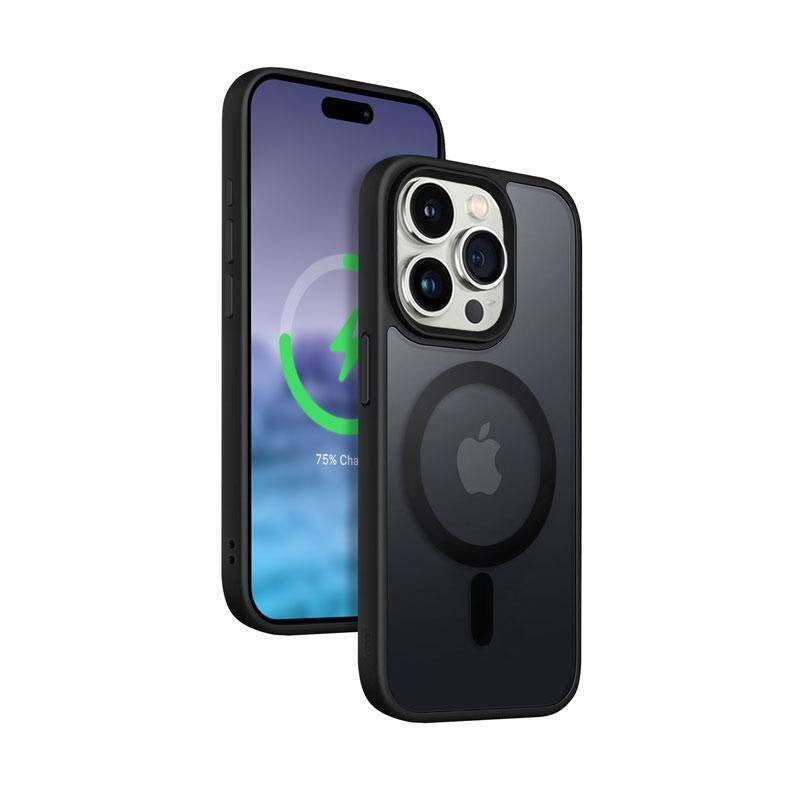 Crong iPhone 15 Pro Hybrid Frost Mag - Σκληρή Θήκη με Πλαίσιο Σιλικόνης και MagSafe - Black