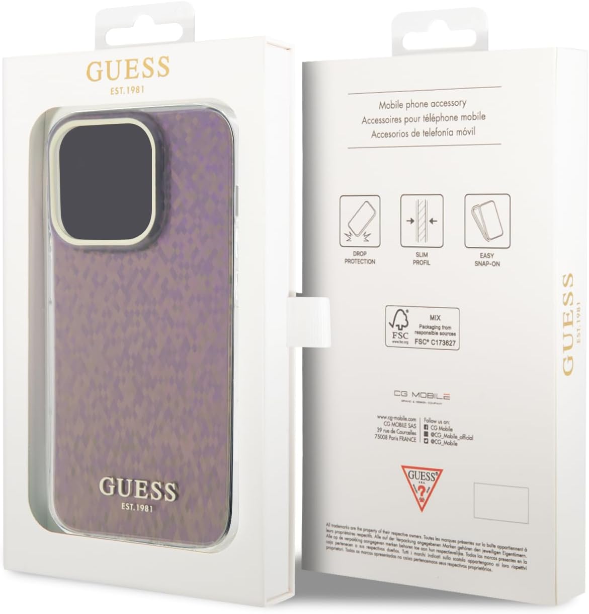 Guess iPhone 15 Pro IML Faceted Mirror Disco Iridescent Σκληρή Θήκη με Πλαίσιο Σιλικόνης - Pink - GUHCP15LHDECMP