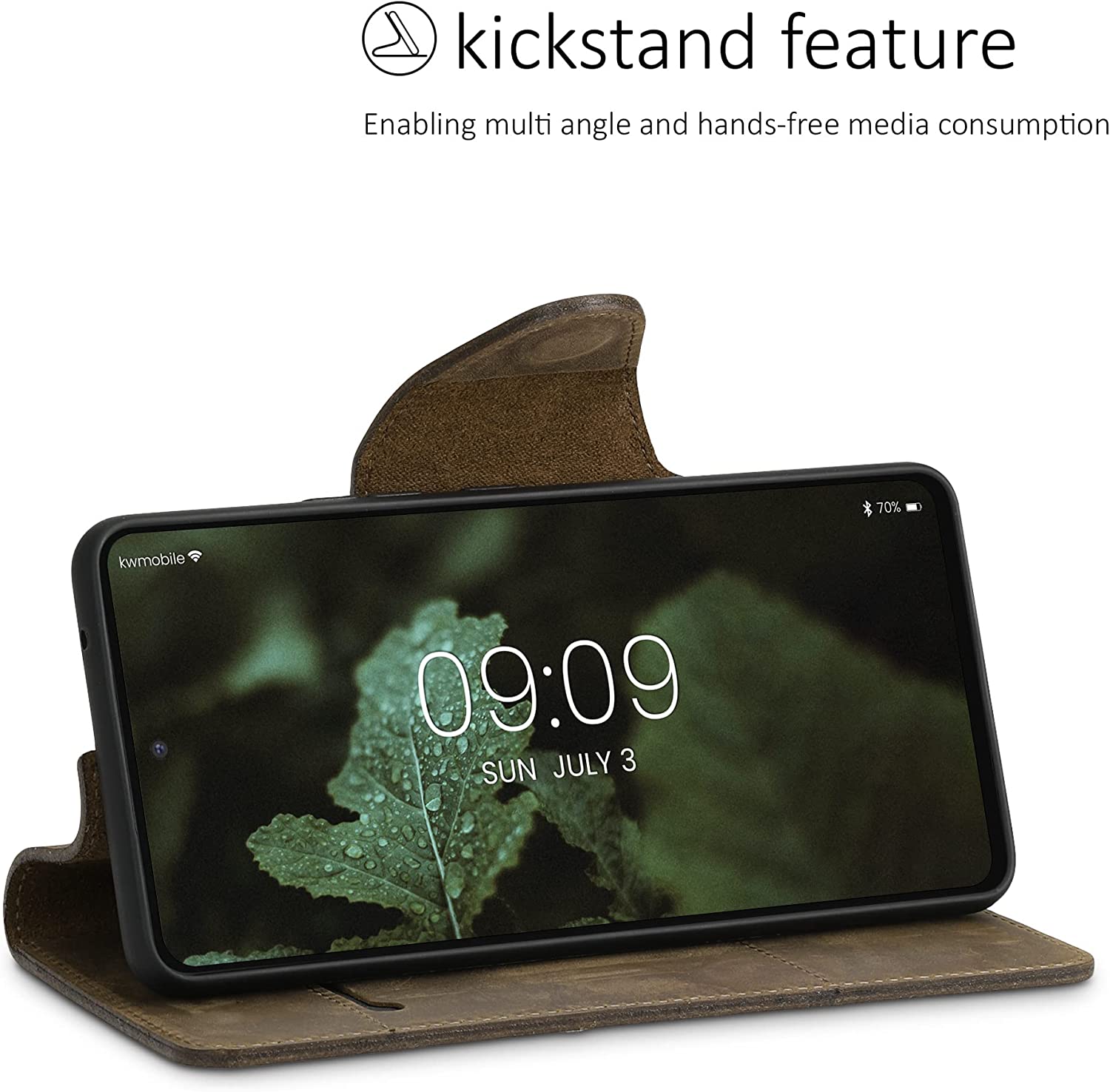 Kalibri Samsung Galaxy A53 5G Θήκη Πορτοφόλι Stand από Γνήσιο Δέρμα - Brown - 58319.05