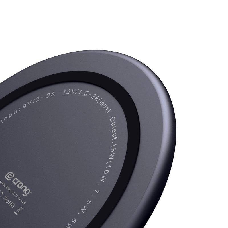 Crong PowerSpot 15W Ασύρματος Φορτιστής Qi με Καλώδιο Type - C σε Type - C - Shadow Black