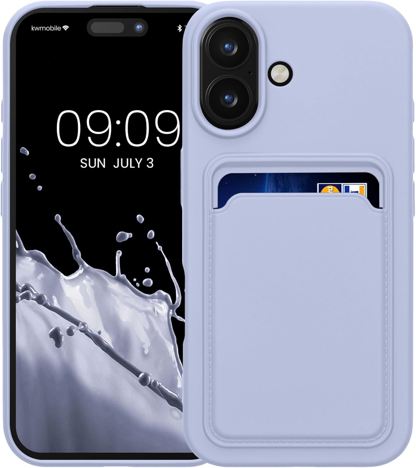 KW iPhone 16 Θήκη Σιλικόνης TPU με Υποδοχή για Κάρτα - Lavender
