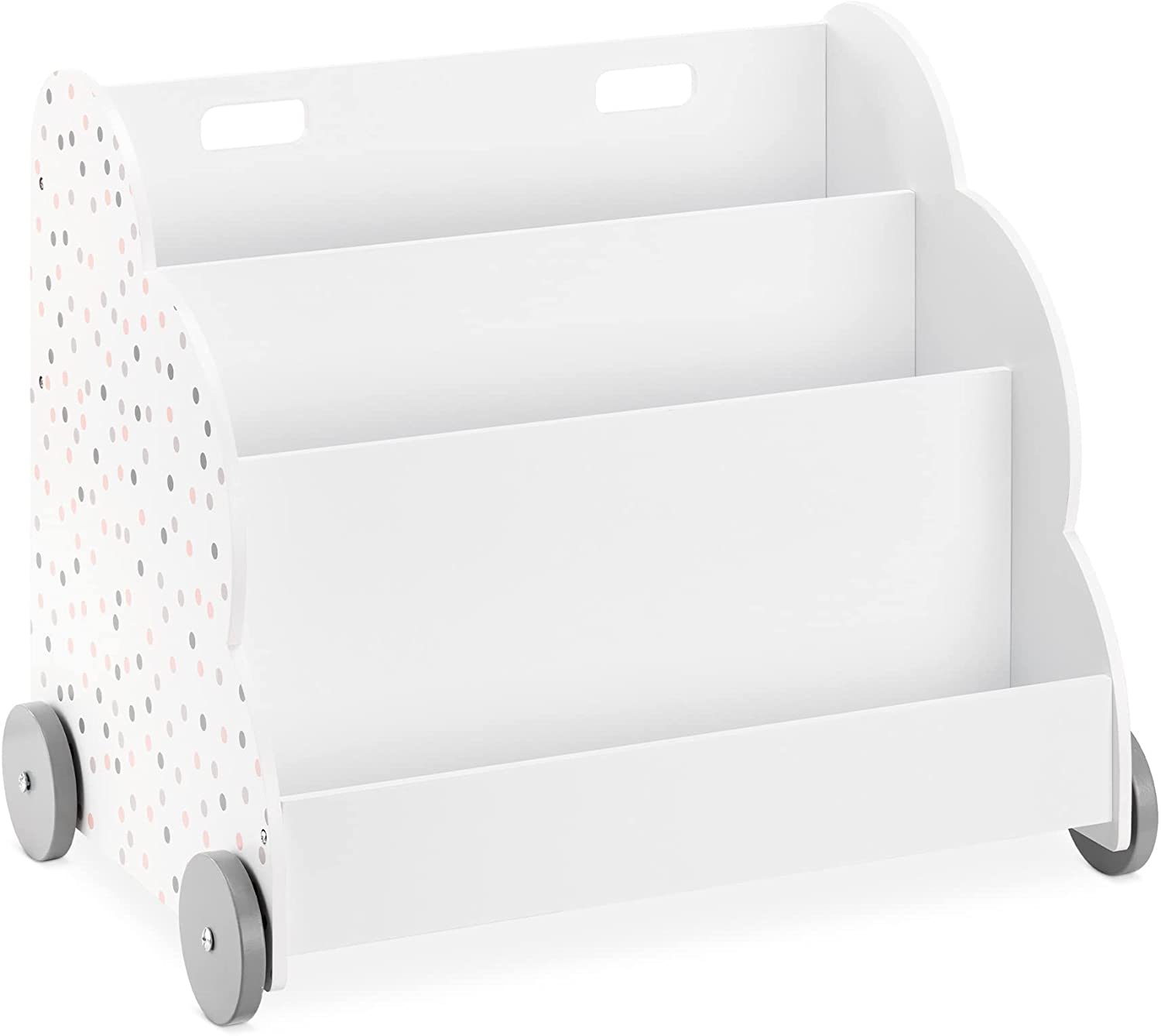 Navaris Παιδικό Κουτί Αποθήκευσης Παιχνιδιών με 3 Διαμερίσματα και Ρόδες - White - Grey / Pink - 55858.01