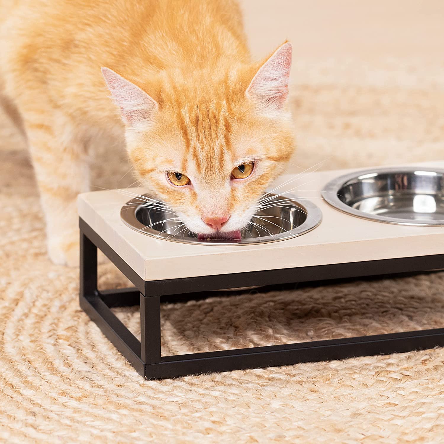 Navaris Raised Pet Bowls Stand - Ανυψωμένα Μπολ Φαγητού με Βάση για Κατοικίδια - Light Brown - 53501.1
