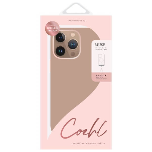 Uniq iPhone 16 Pro Max - Coehl Muse - Σκληρή Θήκη με Επένδυση Συνθετικού Δέρματος και Λουράκι - Dusty Nude