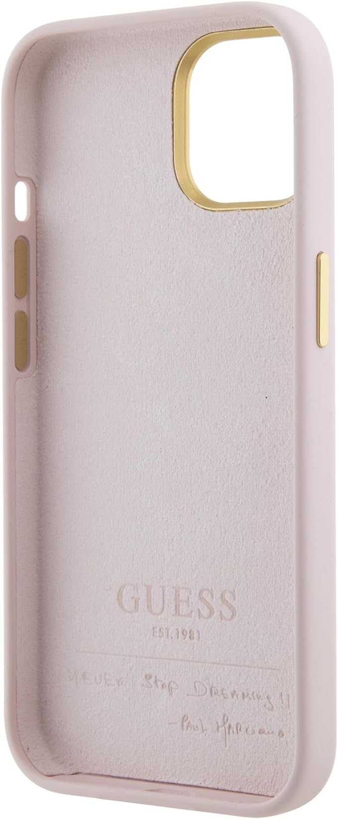 Guess iPhone 15 Silicone Script Metal Logo and Frame Σκληρή Θήκη με Πλαίσιο Σιλικόνης - Pink - GUHCP15SSMBSLP