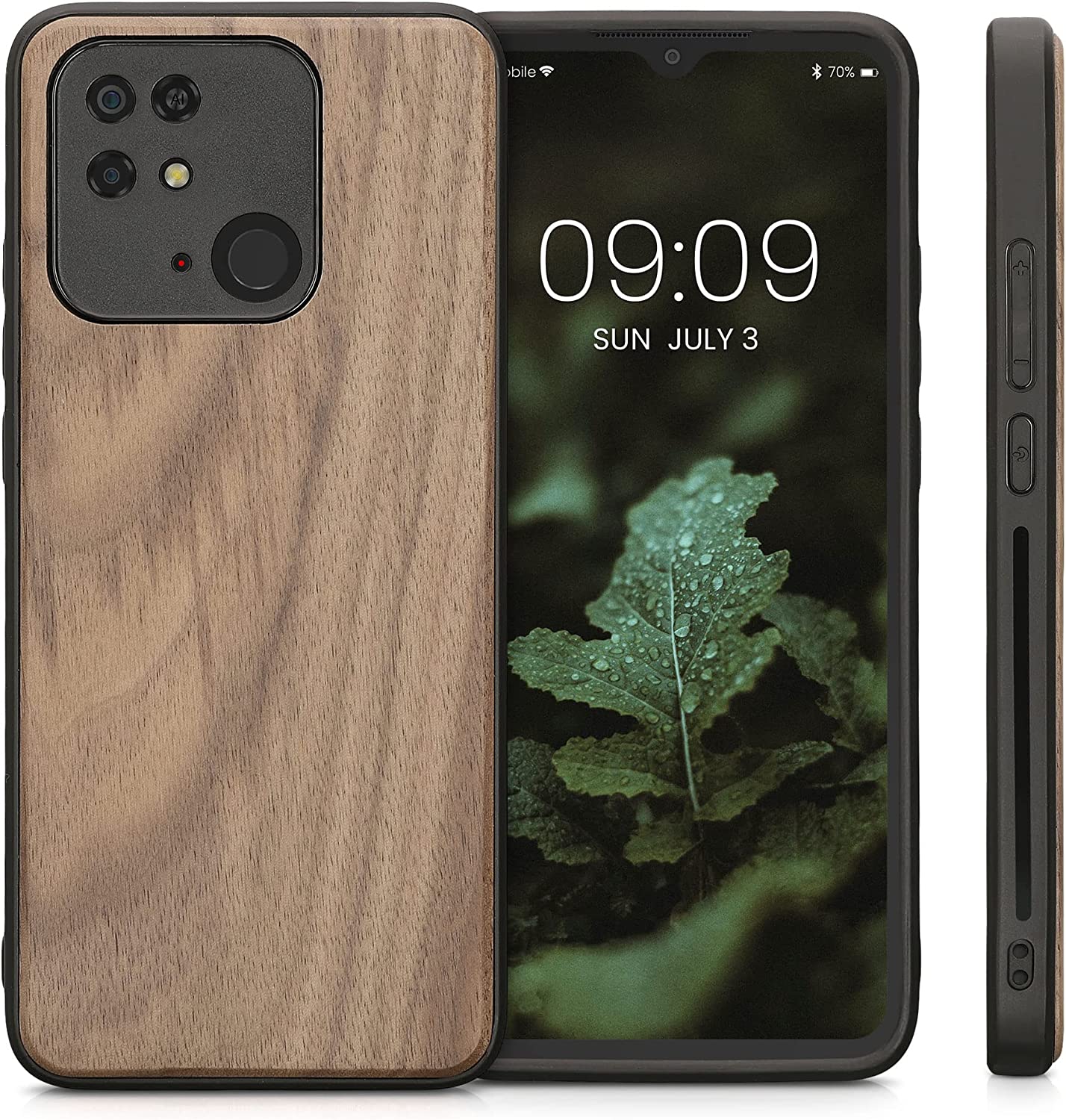 KW Xiaomi Redmi 10C Θήκη από Φυσικό Ξύλο - Dark Brown - 59235.18