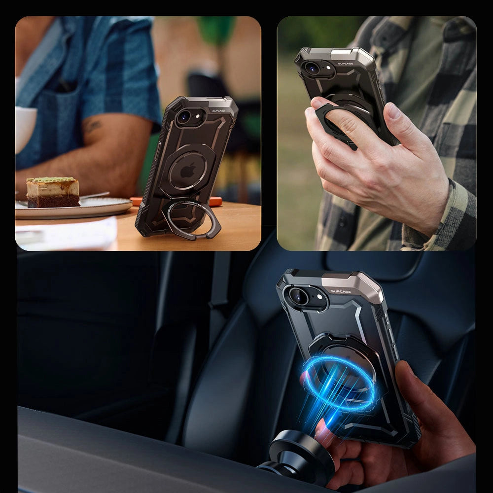 Supcase iPhone 16e UB Grip Mag Σκληρή Θήκη με MagSafe και Stand - Black