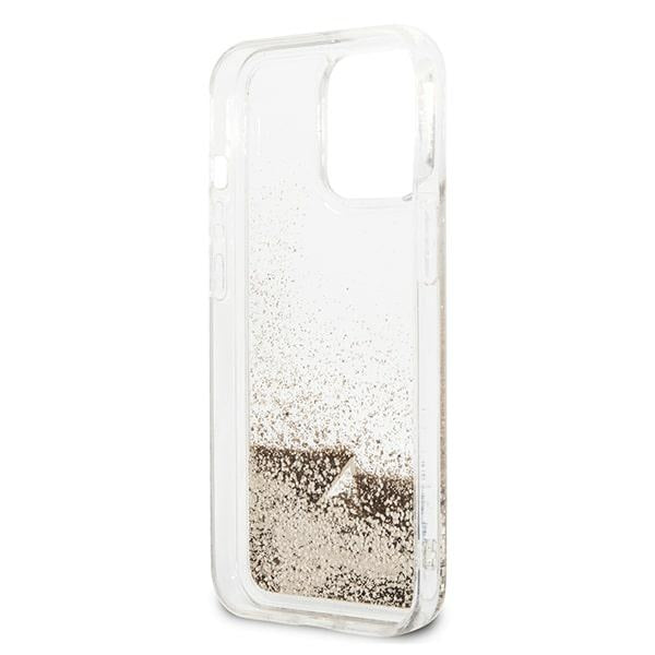 Guess iPhone 14 Pro Max - Glitter Charms Σκληρή Θήκη με Πλαίσιο Σιλικόνης - Gold - GUOHCP14XGLHFLGO