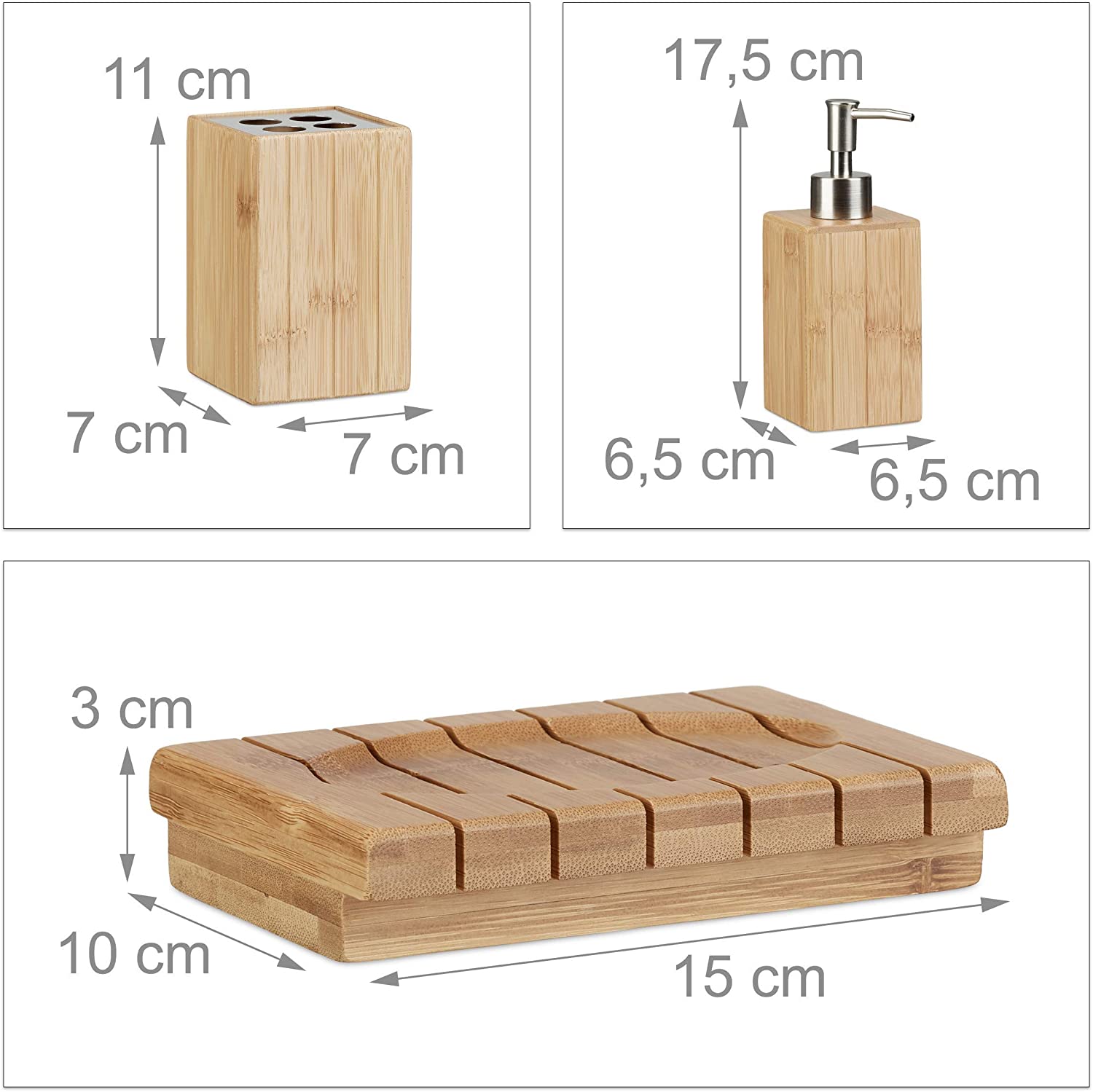 Relaxdays Ξύλινο Αξεσουάρ Μπάνιου από Bamboo - Natural - 4052025221768