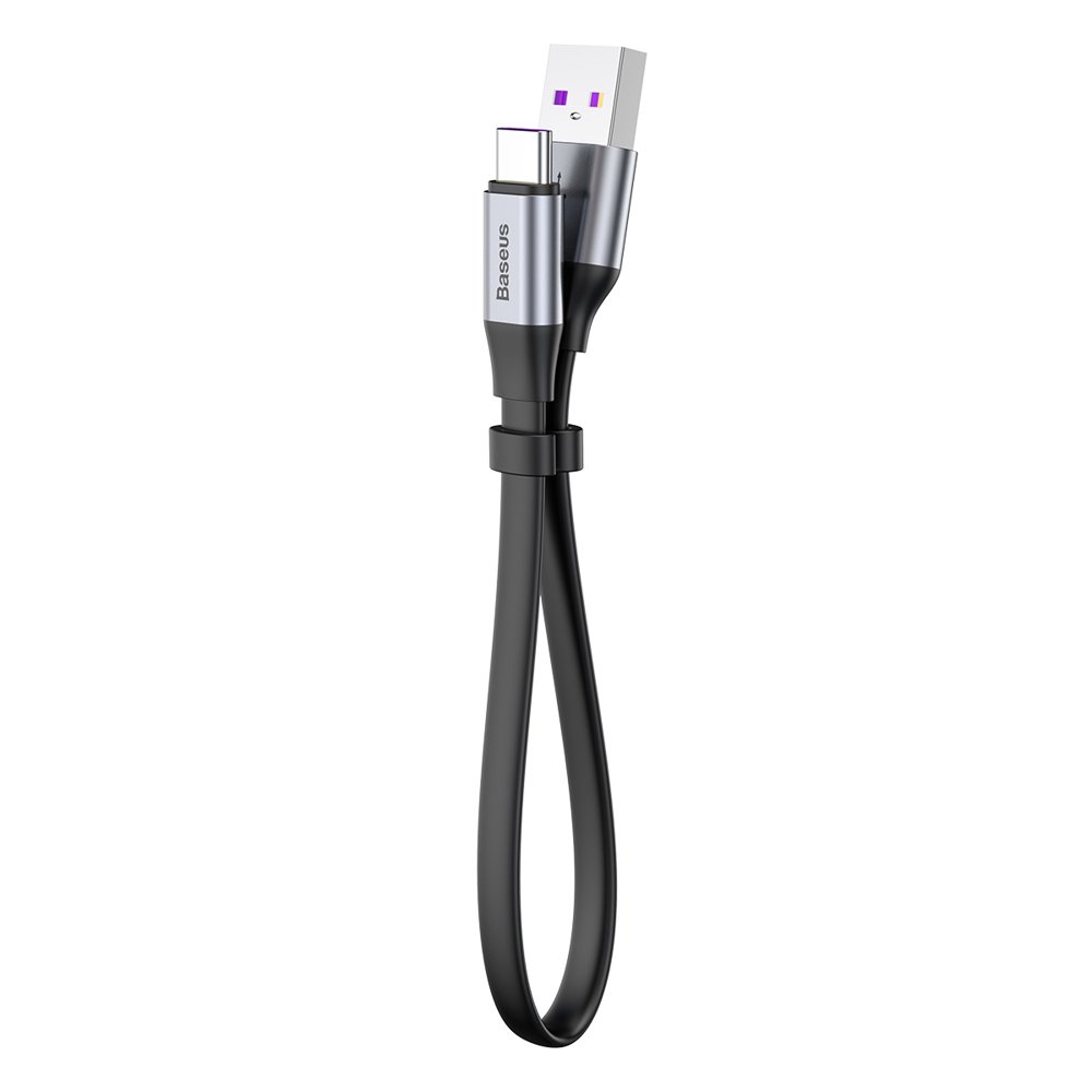 Baseus Simple Flat Cable Type-C 5A 40W - Καλώδιο Γρήγορης Φόρτισης Type-C - 0.23m - Grey - CATMBJ-BG1