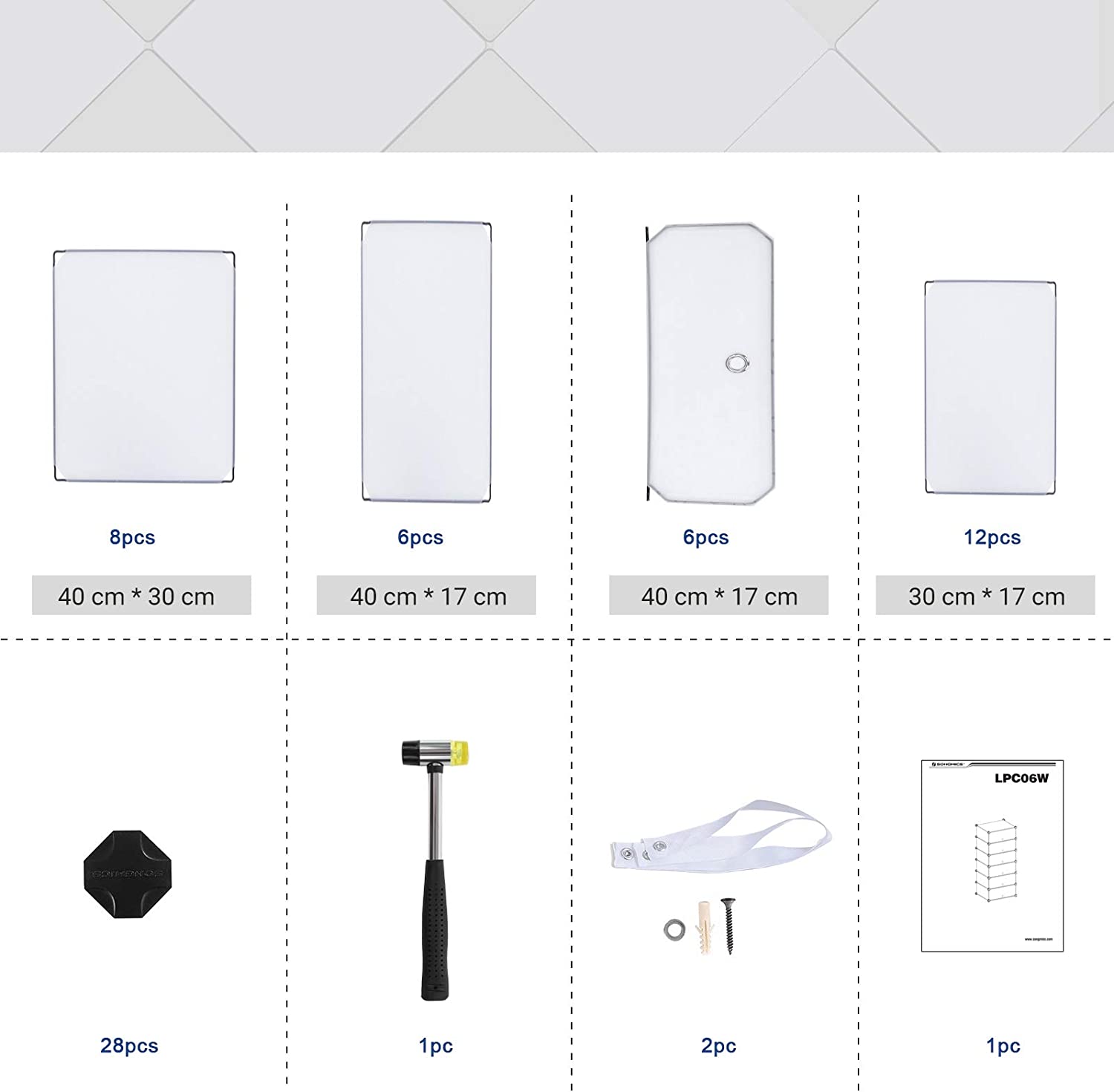 Songmics Πλαστική Παπουτσοθήκη με 6 Ράφια - 43 x 31 x 105cm - White - LPC06W