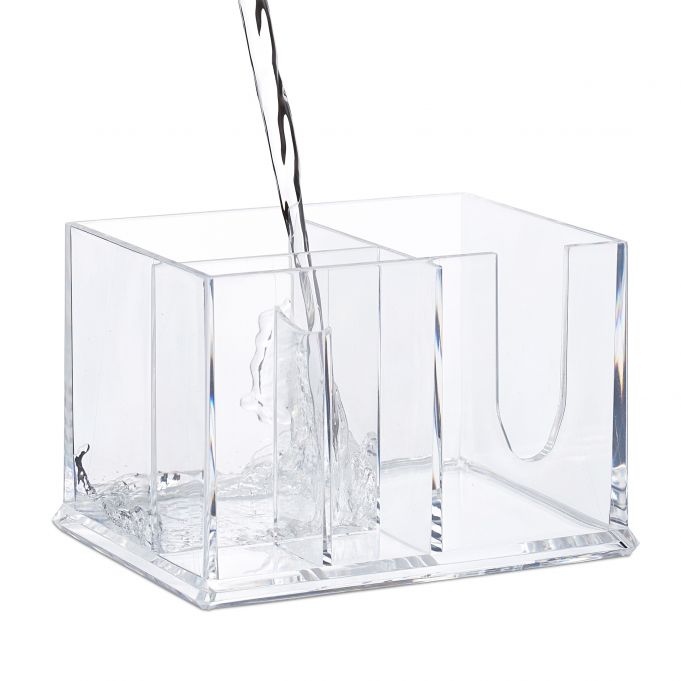 Relaxdays Κουτί Αποθήκευσης Αξεσουάρ Μπάνιου με Καπάκι από Μπαμπού - Large - Clear / Light Brown - 4052025905972