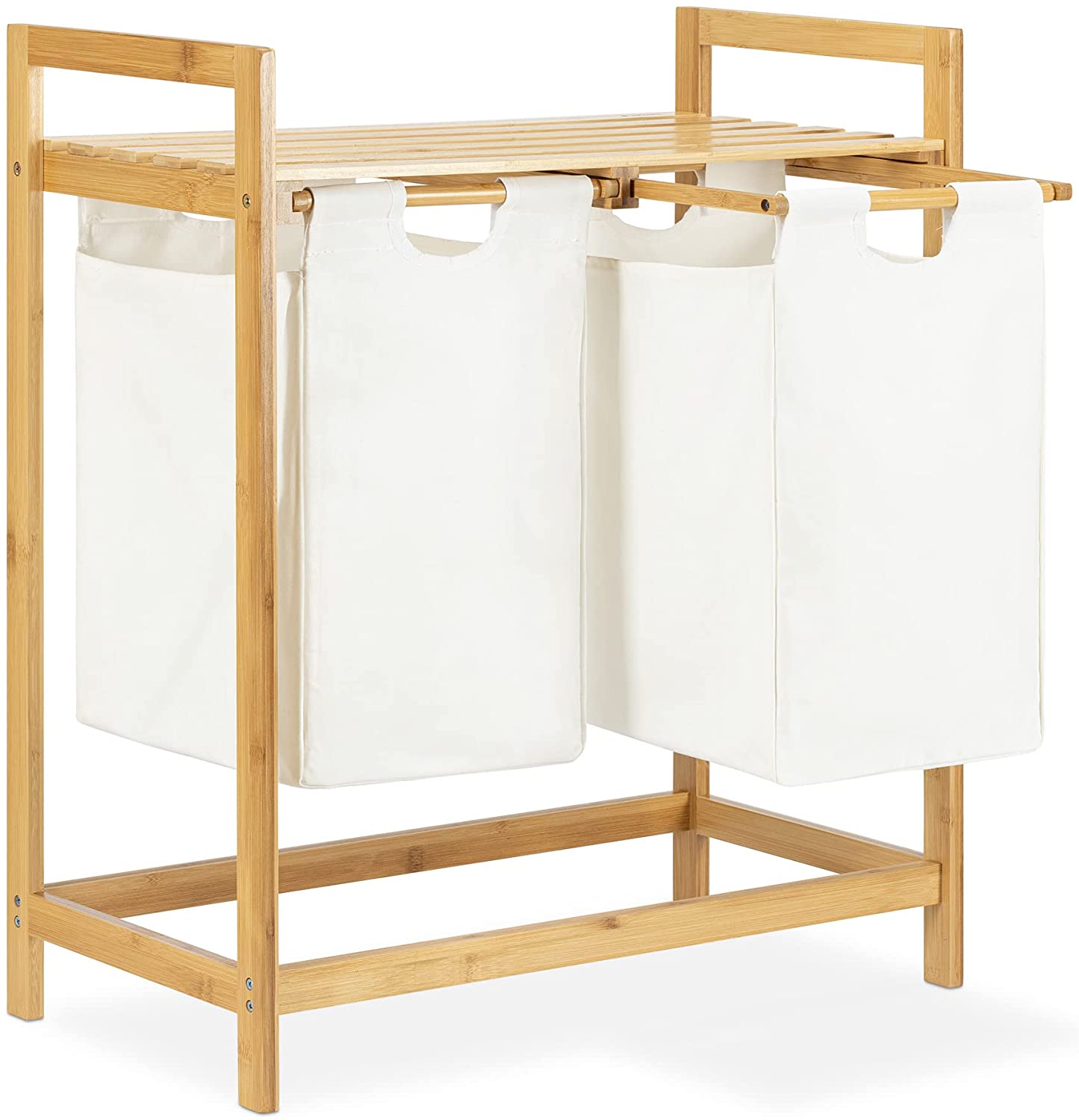 Navaris Διπλό Καλάθι Απλύτων από Μπαμπού - Light Brown - 52554.02