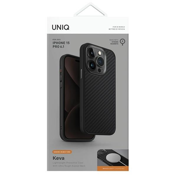 Uniq iPhone 15 Pro Keva MagClick Σκληρή Θήκη με Πλαίσιο Σιλικόνης και MagSafe - Black / Carbon Black