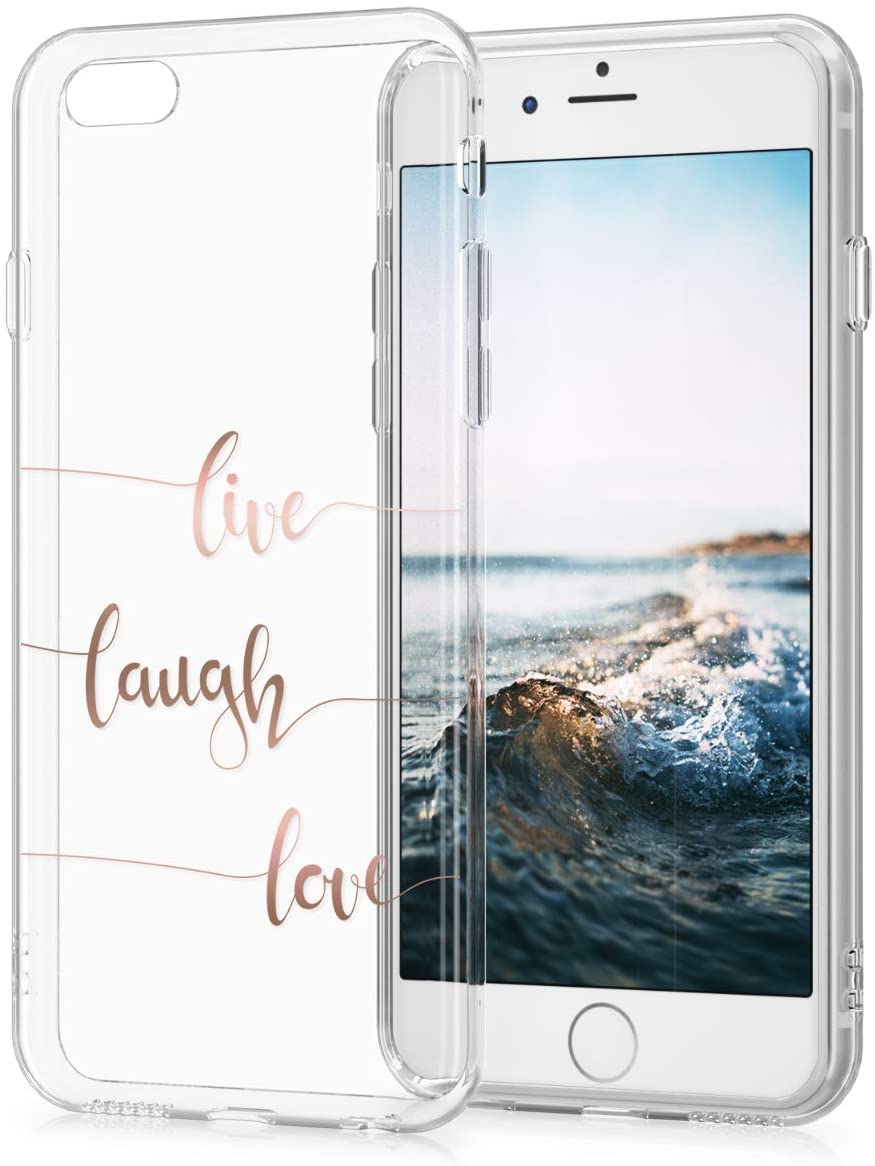 KW iPhone SE 2022 / SE 2020 / 7 / 8 Θήκη Σιλικόνης TPU Design Live Laugh Love - Rose Gold / Διάφανη - 46227.17