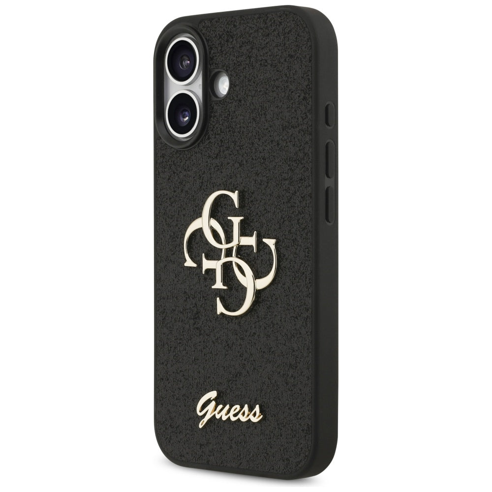 Guess iPhone 17 - Fixed Glitter Big 4G - Σκληρή Θήκη με Πλαίσιο Σιλικόνης - Black - GUHCP17SHG4SGK
