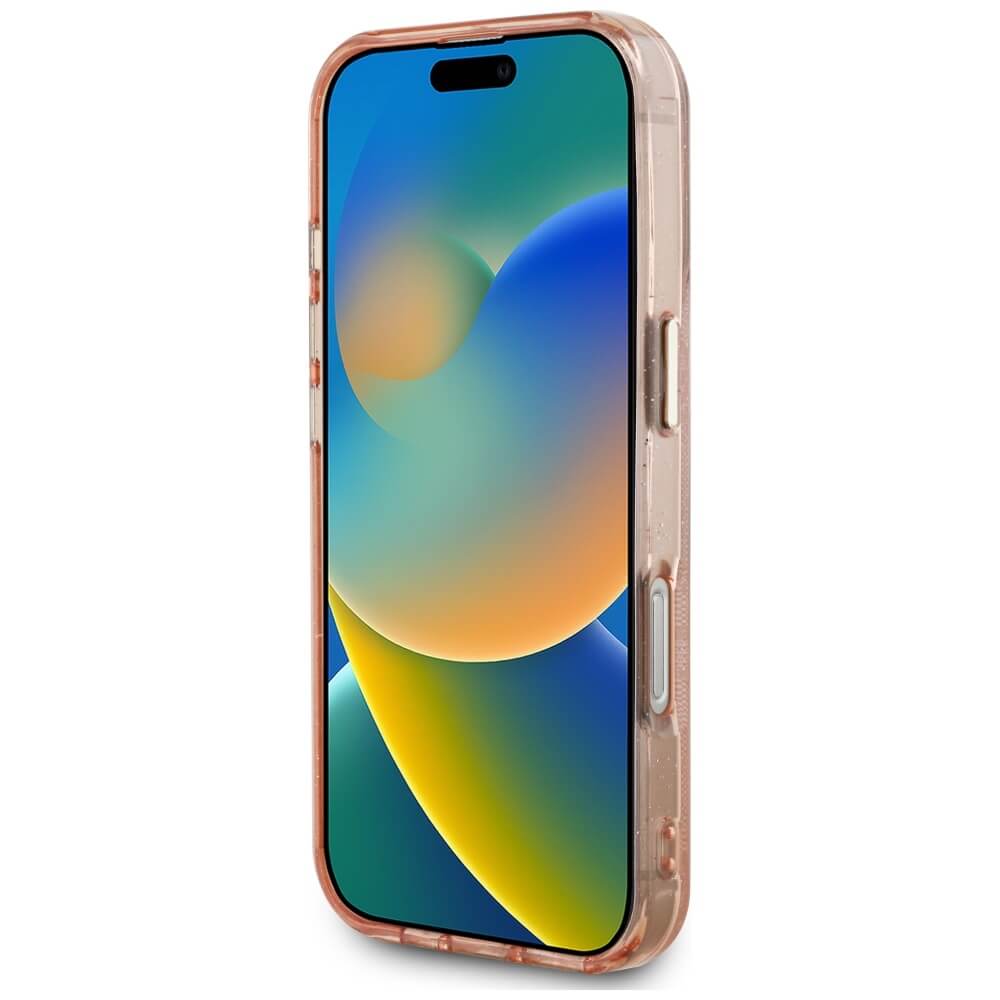 Guess iPhone 16 Pro Max - IML Metal Glitter 4G Circle Triangle MagSafe - Σκληρή Θήκη με Πλαίσιο Σιλικόνης και MagSafe - Pink - GUHMP16XHG4PRTGP
