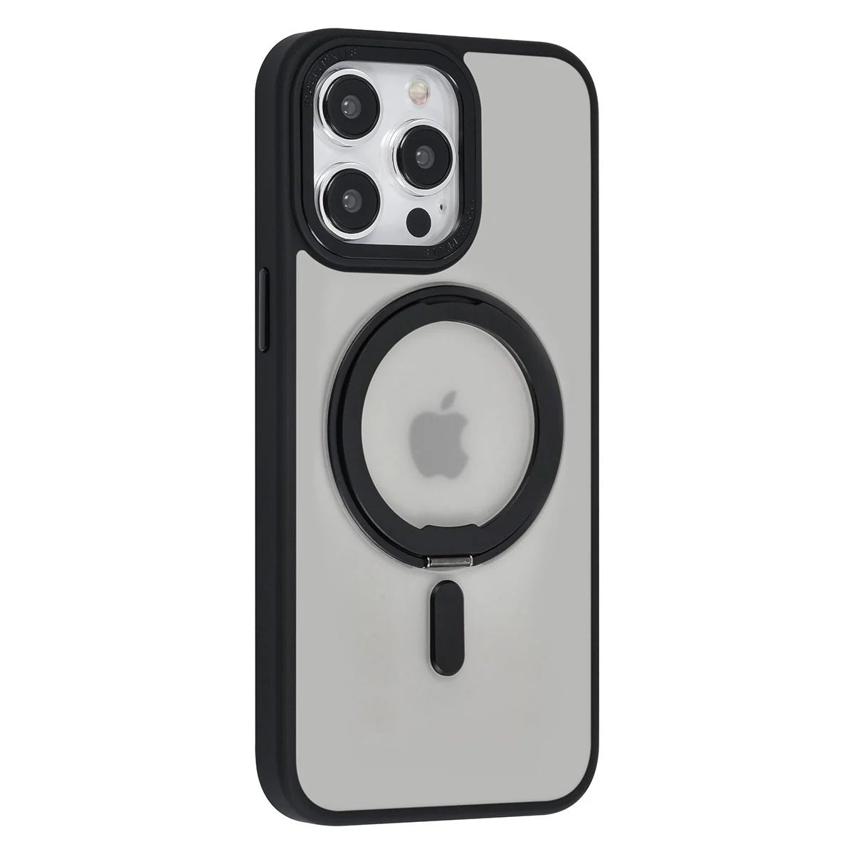 Tuniq iPhone 15 Pro Max - Σκληρή MagSafe Θήκη με Περιστρεφόμενο Δαχτυλίδι Συγκράτησης - Ημιδιαφανή / Μαύρη