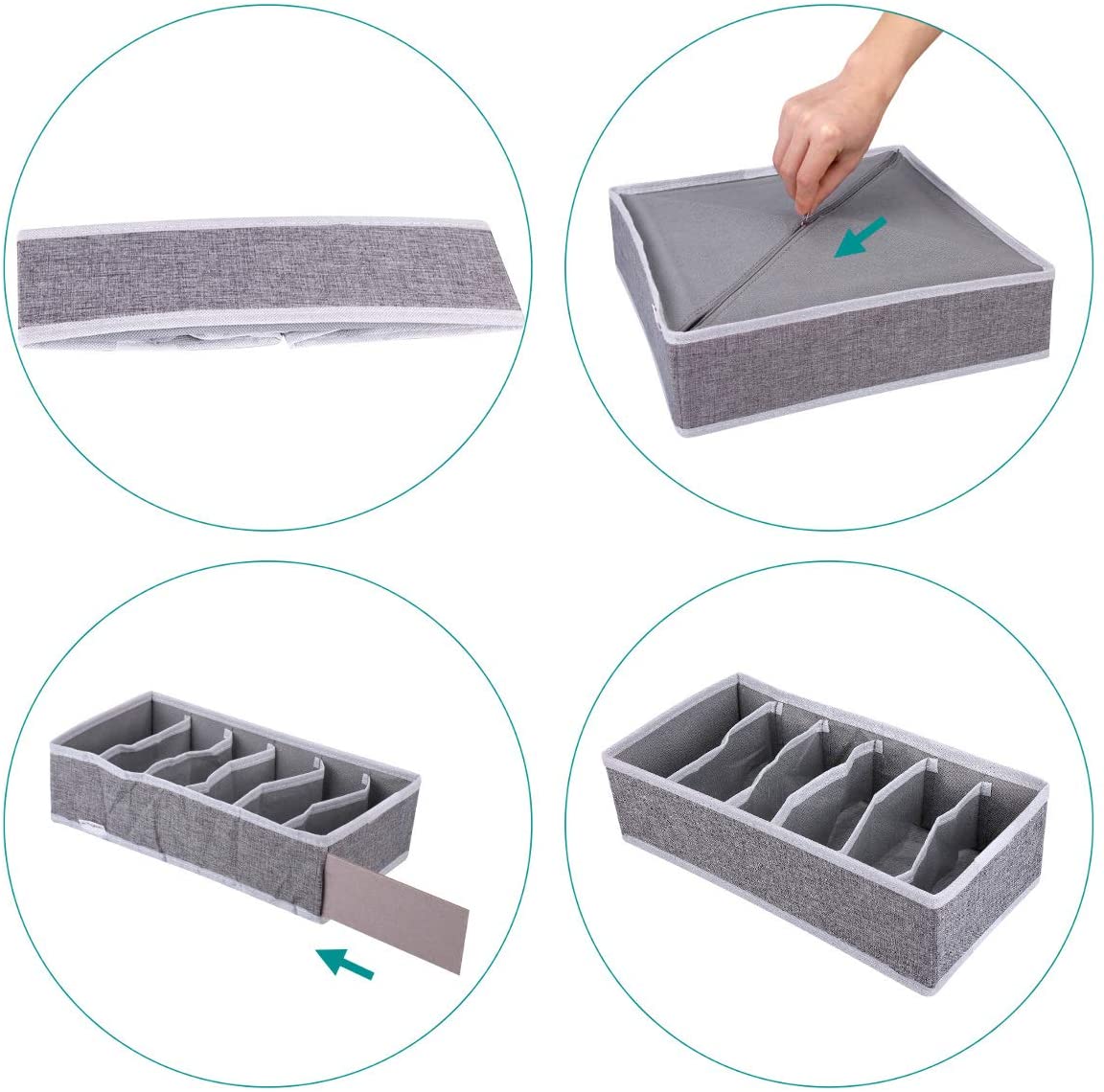 Navaris Σετ με 4 Κουτιά Αποθήκευσης για Συρτάρι - Brown / White - 49051.04