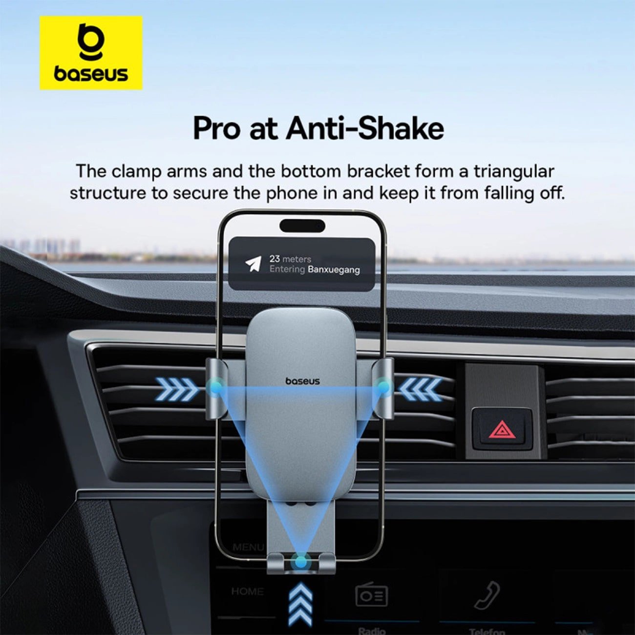 Baseus Metal Age 3 Gravity Car Air Vent Mobile Holder - Universal Βάση Αυτοκινήτου Αεραγωγού - Grey - BS - CM028