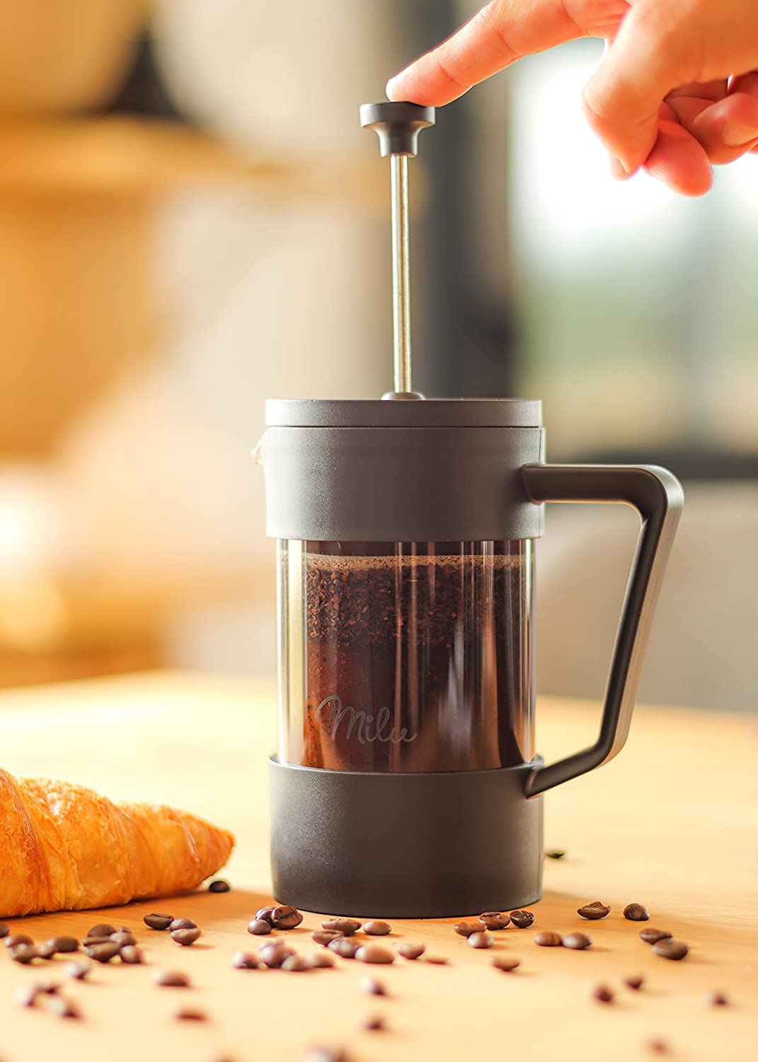 Milu French Press Coffee Maker Γαλλική Γυάλινη Καφετιέρα - Πρέσα Καφέ - 600ml - Black - 5078