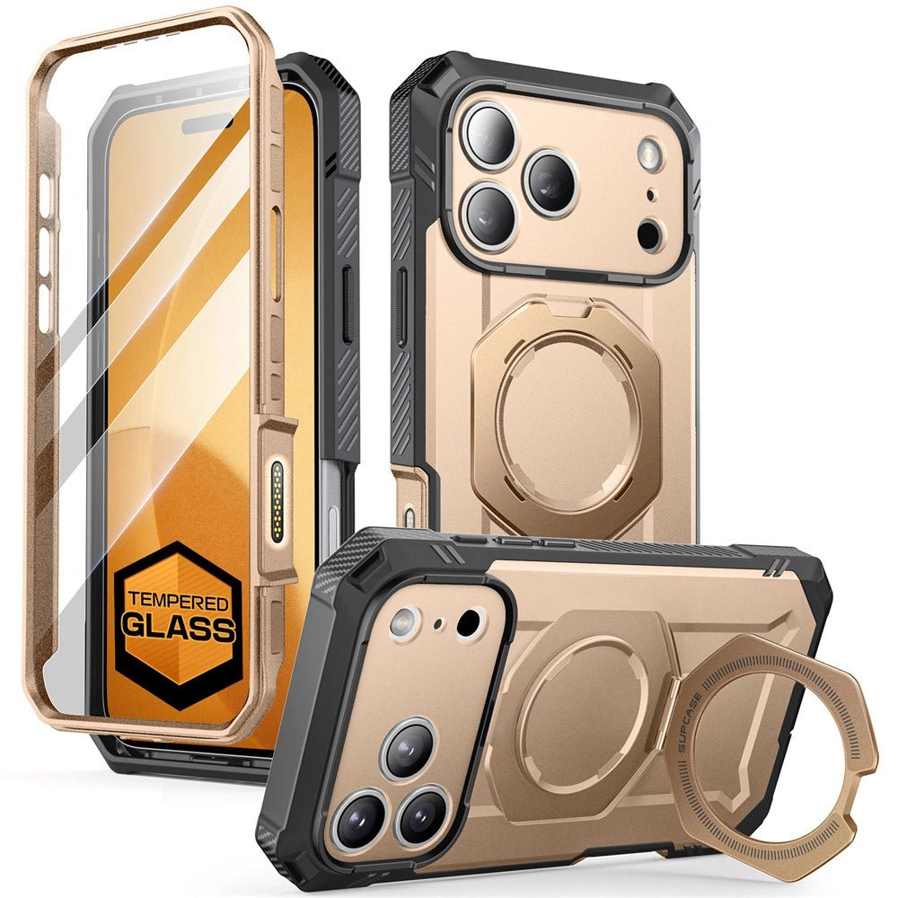 Supcase iPhone 17 Pro - UB Grip Pro Mag - Σκληρή Θήκη με Προστασία Οθόνης και MagSafe / Stand - Desert Gold