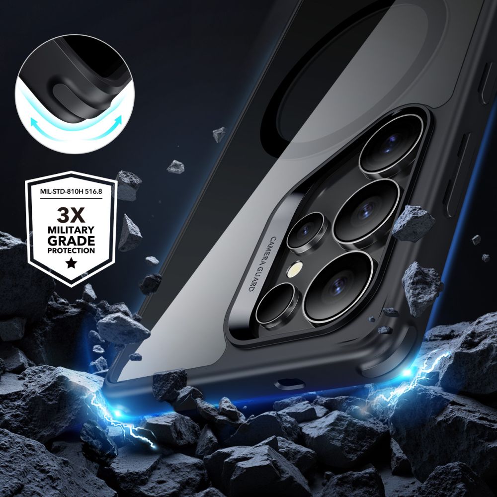 ESR Samsung Galaxy S25 Ultra Classic Hybrid Halolock Σκληρή Θήκη με Πλαίσιο Σιλικόνης και MagSafe - Διάφανη / Black