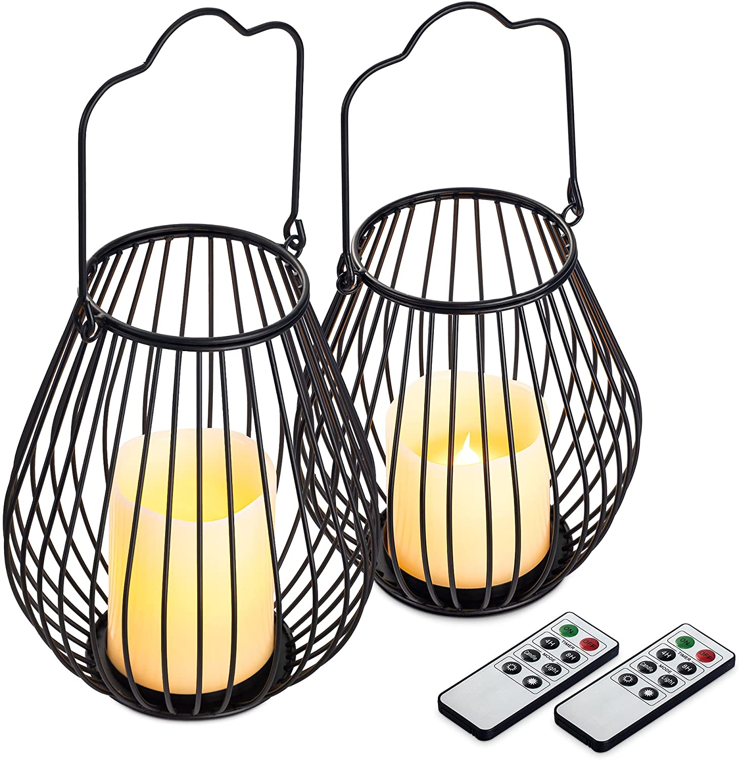 Navaris Σετ 2 Μεταλλικές Βάσεις με Κερί LED και τηλεχειριστήριο - Small / Medium - Black - 53376.04.02