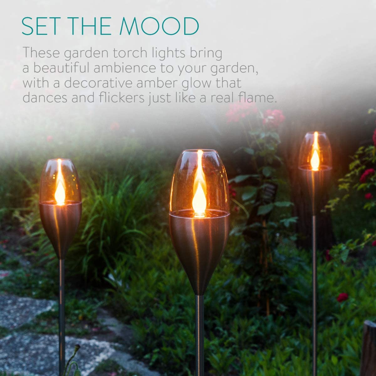 Navaris Outdoor Solar Torch Lights Διακοσμητικά Φώτα Κήπου - Copper - 47538.27.04