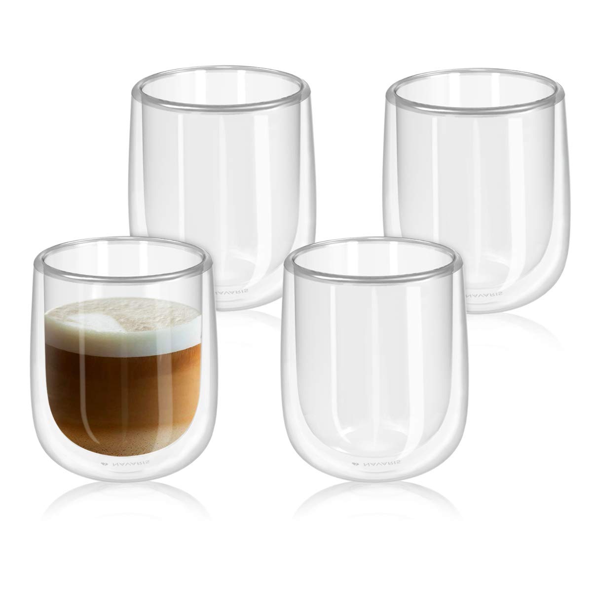 Navaris Double Walled Glass Mugs Set 4 Κούπες Διπλής Όψεως Από Γυαλί - 350ml - Διάφανη - 47547.01.2