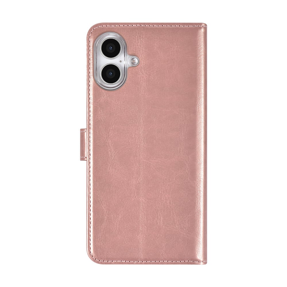 Tuniq iPhone 16 Plus - Θήκη Πορτοφόλι Stand από Δερματίνη - Rose Gold