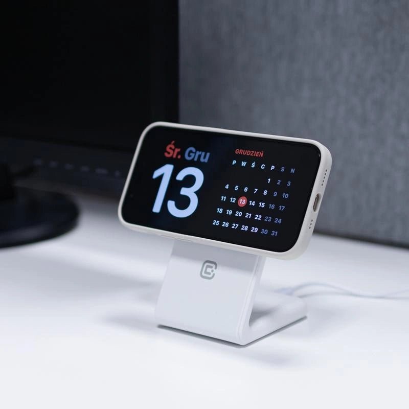 Crong MagSpot Stand 2 σε 1 Ασύρματος MagSafe Φορτιστής για iPhone και AirPods - White