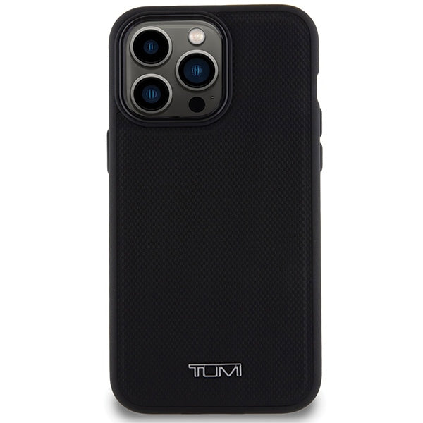 Tumi iPhone 15 Pro Max Leather Ballistic Pattern MagSafe Θήκη από Γνήσιο Δέρμα με MagSafe - Black