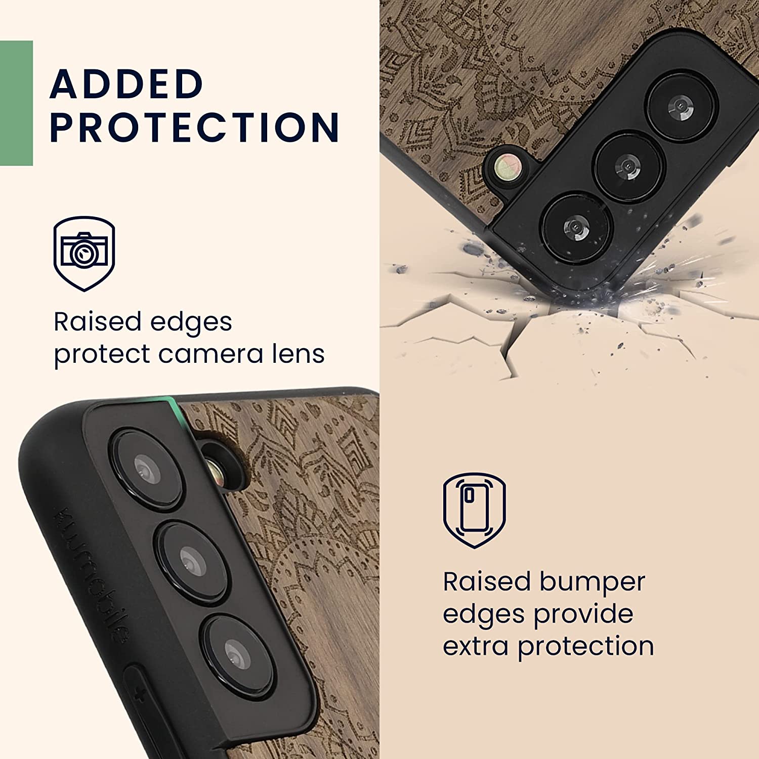 KW Samsung Galaxy S22+ Θήκη από Φυσικό Ξύλο - Design Indian Sun - Dark Brown - 58305.03