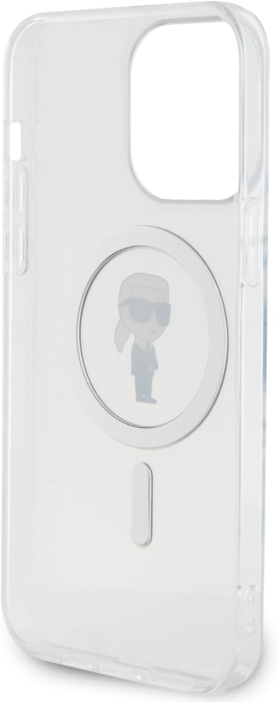 Karl Lagerfeld iPhone 15 Pro Max - IML Ikonik Magsafe Σκληρή Θήκη με Πλαίσιο Σιλικόνης και MagSafe - Διάφανη - KLHMP15XHFCKNOT - likebrands.gr