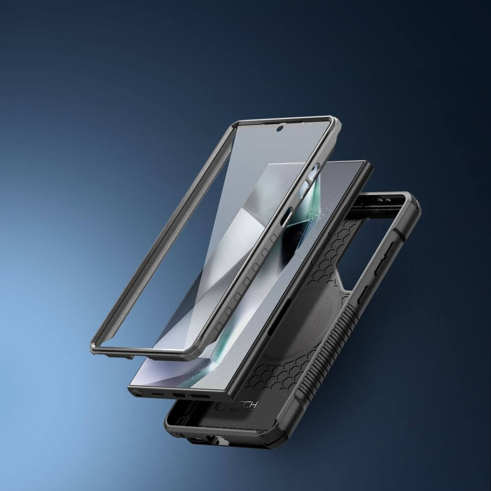 Tech-Protect Samsung Galaxy S24 Ultra Kevlar MagSafe+ Σκληρή Θήκη με Προστασία για την Οθόνη και Stand - Black