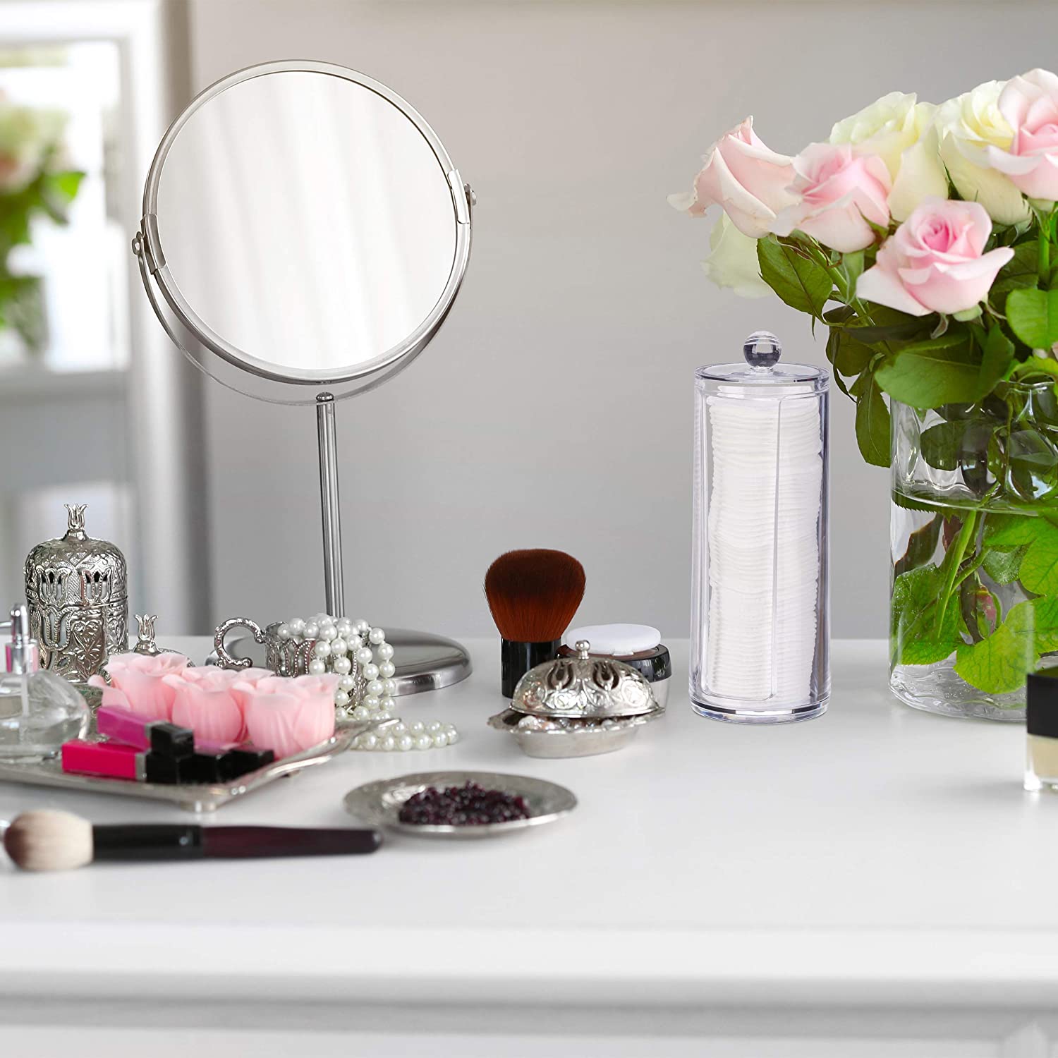 Relaxdays Σετ με 2 Κουτιά Αποθήκευσης για Δίσκους Ντεμακιγιάζ - Clear - 4052025928698