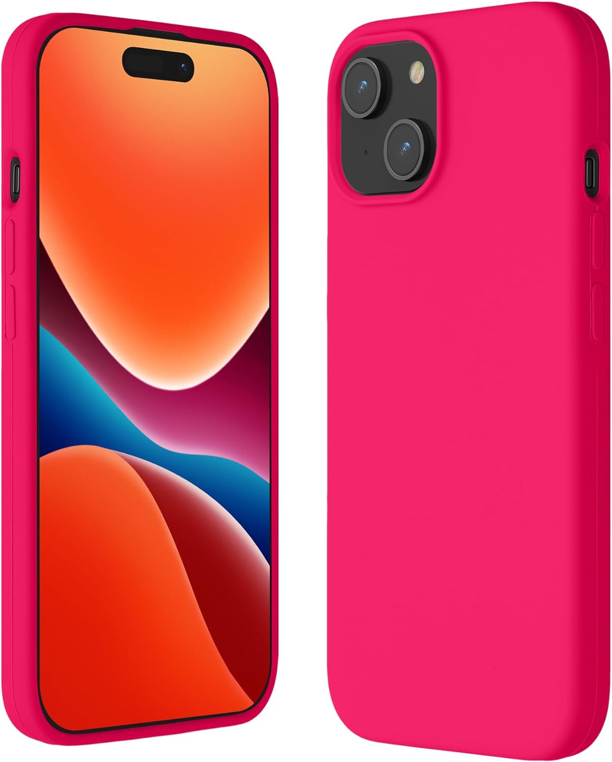 Kalibri iPhone 15 Θήκη Σιλικόνης Rubberized TPU - Neon Pink
