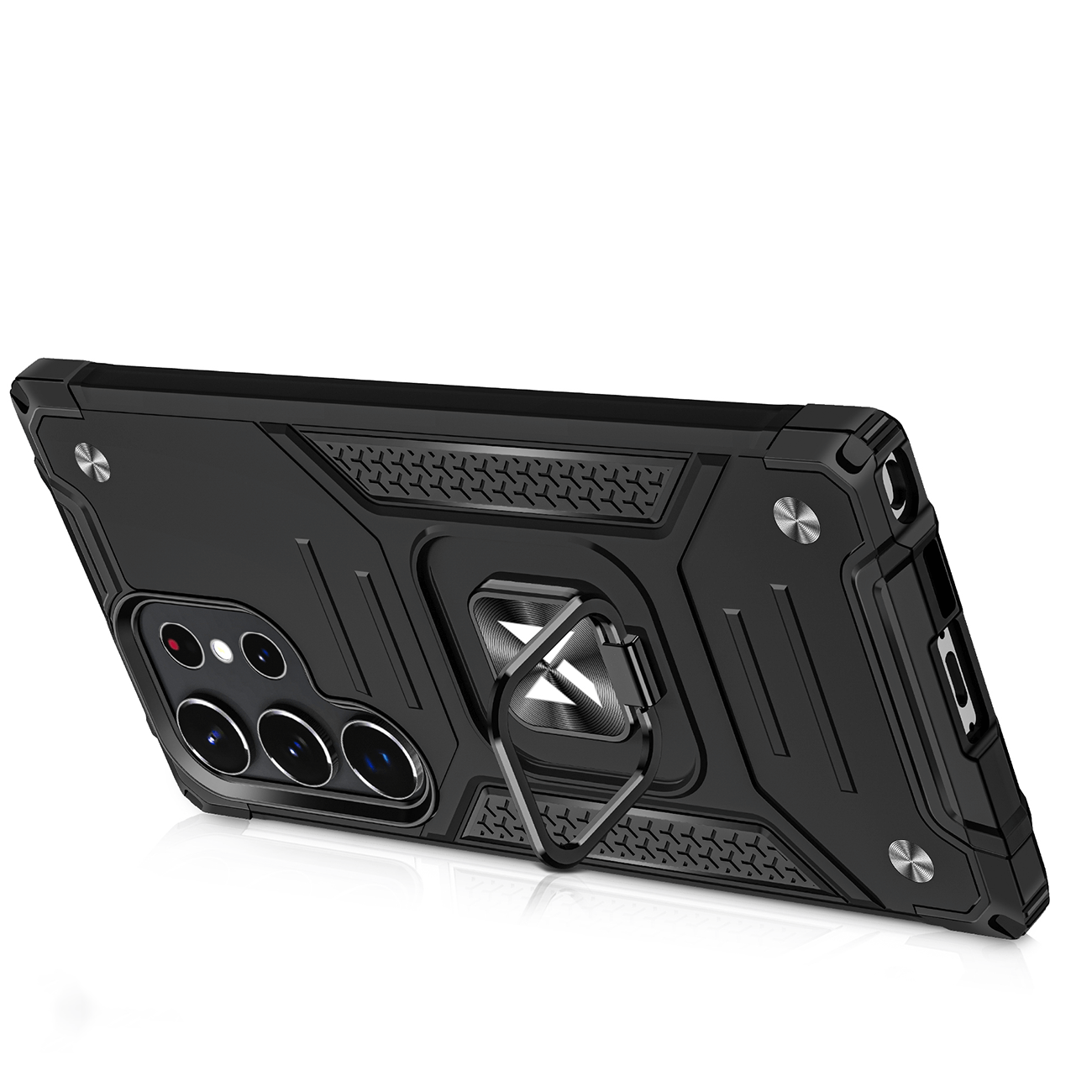 Wozinsky Samsung Galaxy S23 Ultra Ring Armor Σκληρή Θήκη με Πλαίσιο Σιλικόνης και Δαχτυλίδι Συγκράτησης - Black