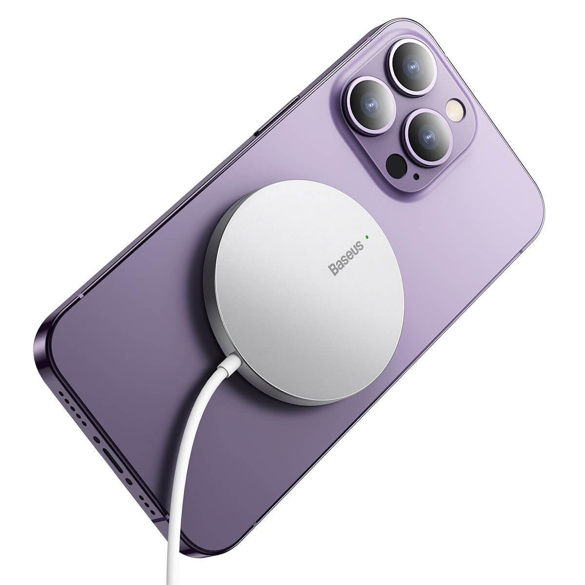 Baseus Simple Mini3 BS-W529 Ασύρματος Φορτιστής MagSafe με Καλώδιο Type-C 15W - Silver - CCJJ040012