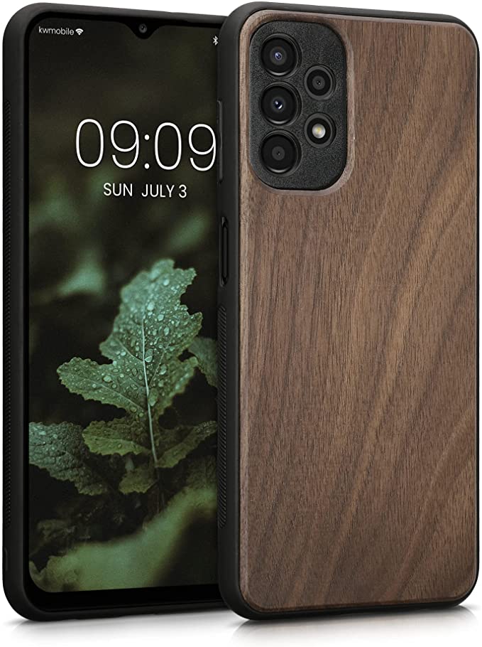 KW Samsung Galaxy A13 4G Θήκη από Φυσικό Ξύλο - Dark Brown - 57995.18