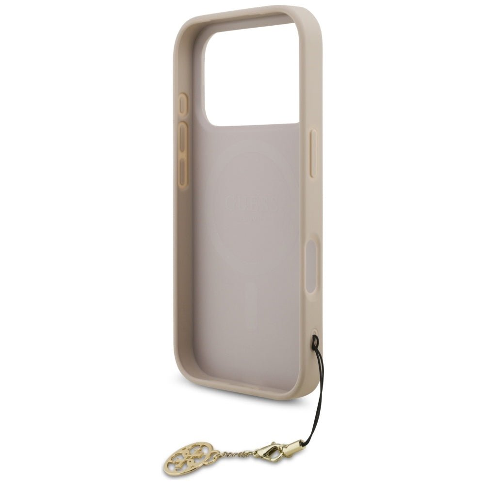 Guess iPhone 17 Pro - 4G Charms Collection MagSafe - Θήκη με Επένδυση Συνθετικού Δέρματος - Pink - GUHMP17LGF4GCP