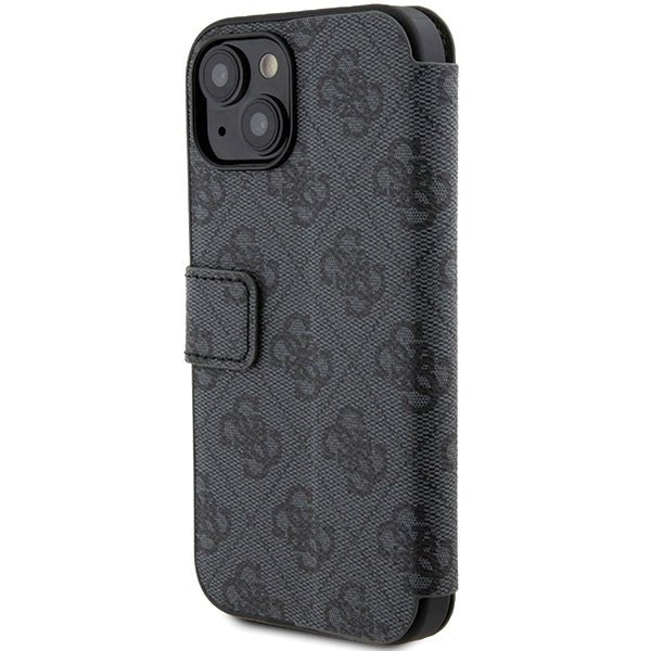 Guess iPhone 15 4G Big Metal Logo Θήκη Πορτοφόλι με Επένδυση Συνθετικού Δέρματος - Grey - GUBKP15S4GMGGR