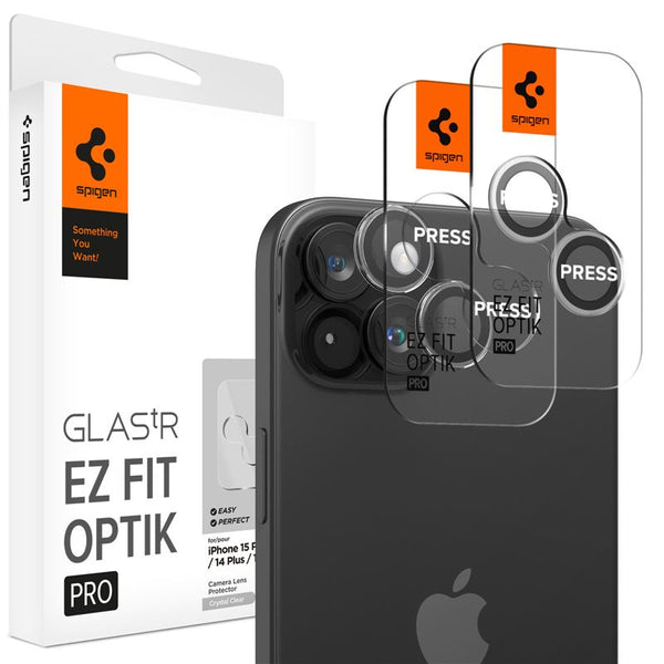 Spigen iPhone 14 Pro / 14 Pro Max / 15 Pro / 15 Pro Max / 16 Pro / 16 Pro Max Optik.TR EZ Fit Αντιχαρακτικό Γυαλί για την Κάμερα - 2 Τεμάχια - Crystal Clear