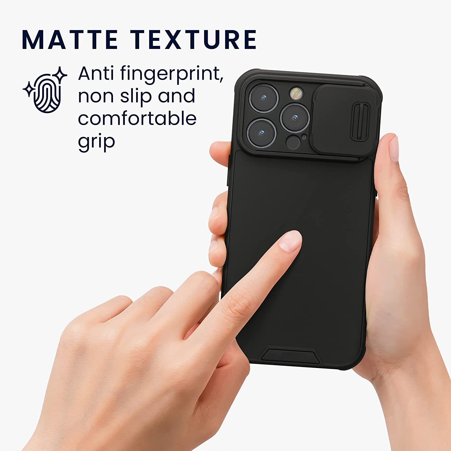 KW iPhone 14 Pro Max Hybrid Σκληρή Θήκη με Πλαίσιο Σιλικόνης TPU και Κάλυμμα για την Κάμερα - Black - 60355.01