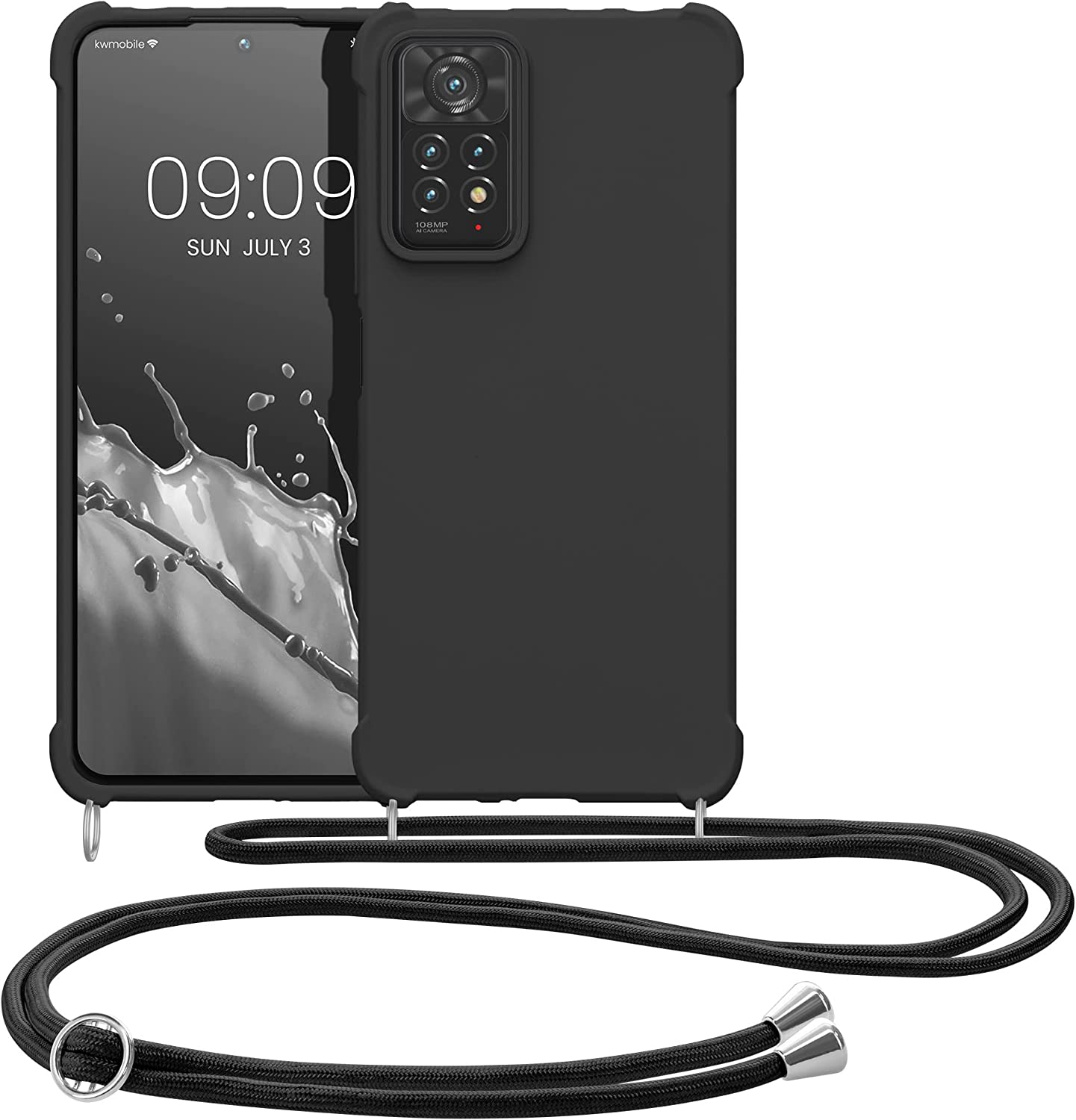 KW Xiaomi Redmi Note 11 Pro+ 5G Θήκη Σιλικόνης TPU με Λουράκι - Black - 58911.01