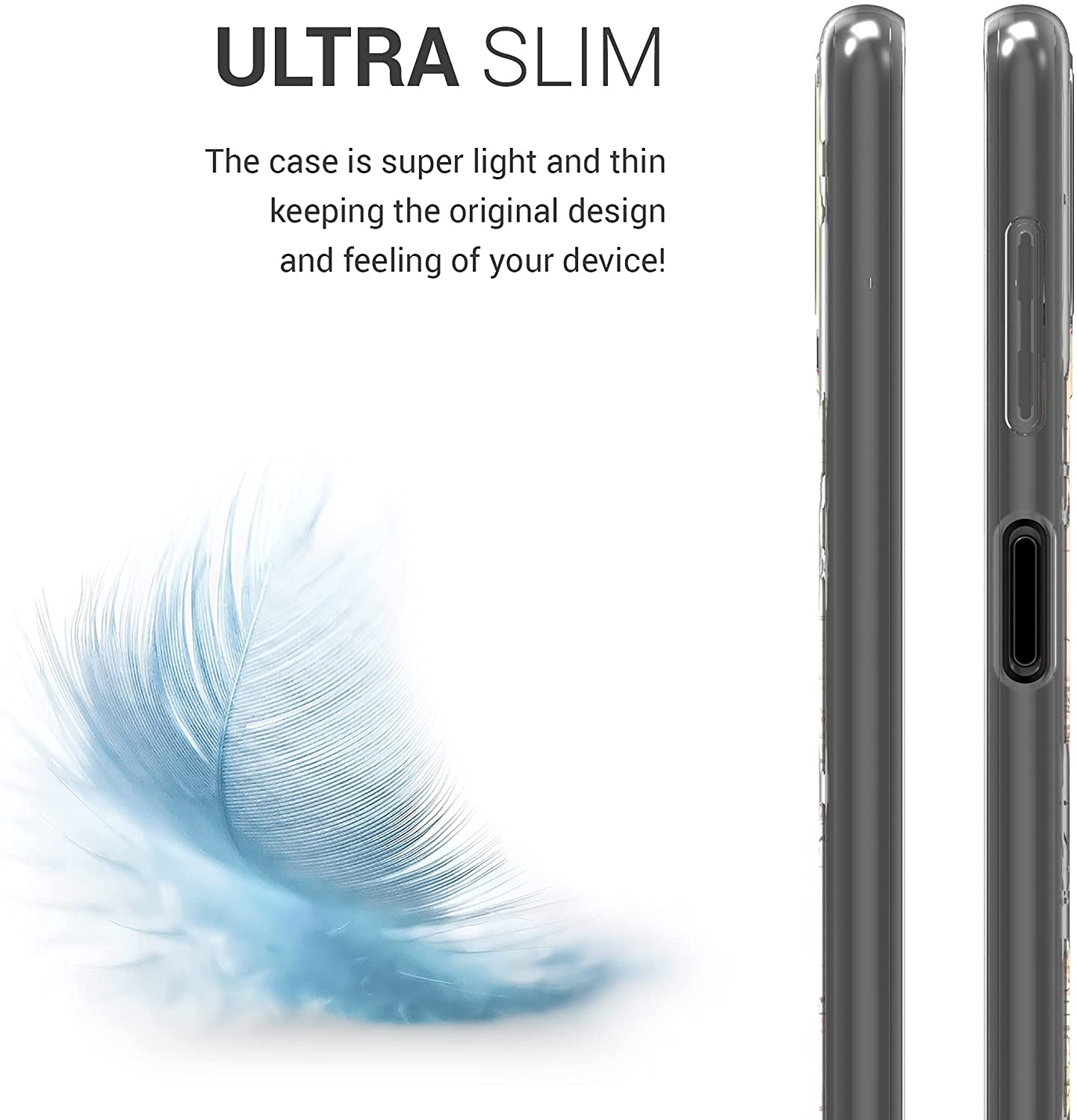 KW Samsung Galaxy A22 4G Θήκη Σιλικόνης TPU Design Travel - Black / Multicolor - Διάφανη - 55498.03