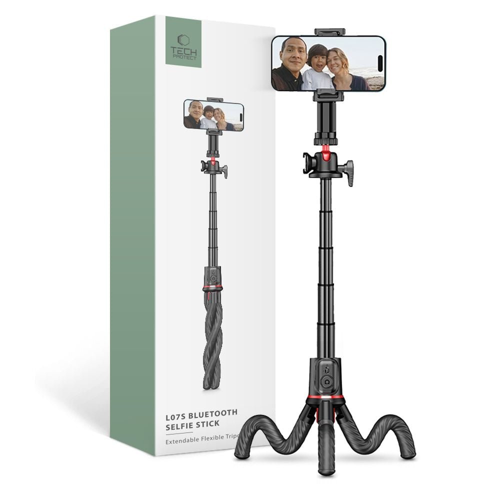 Tech - Protect L07S Ασύρματο Selfie Stick με Τρίποδο με Εύκαμπτα Πόδια και Τηλεχειριστήριο Bluetooth - Black