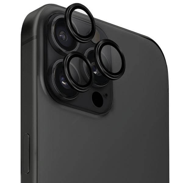 Uniq iPhone 16 Pro / 16 Pro Max Optix Aluminium Camera Lens Protector Αντιχαρακτικό Γυαλί για την Κάμερα - Midnight Black